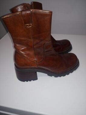 Fender Brown Leather Heeled Mid-Calf Boots